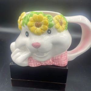 Adorable Ceramic Bunny Planter by WCL